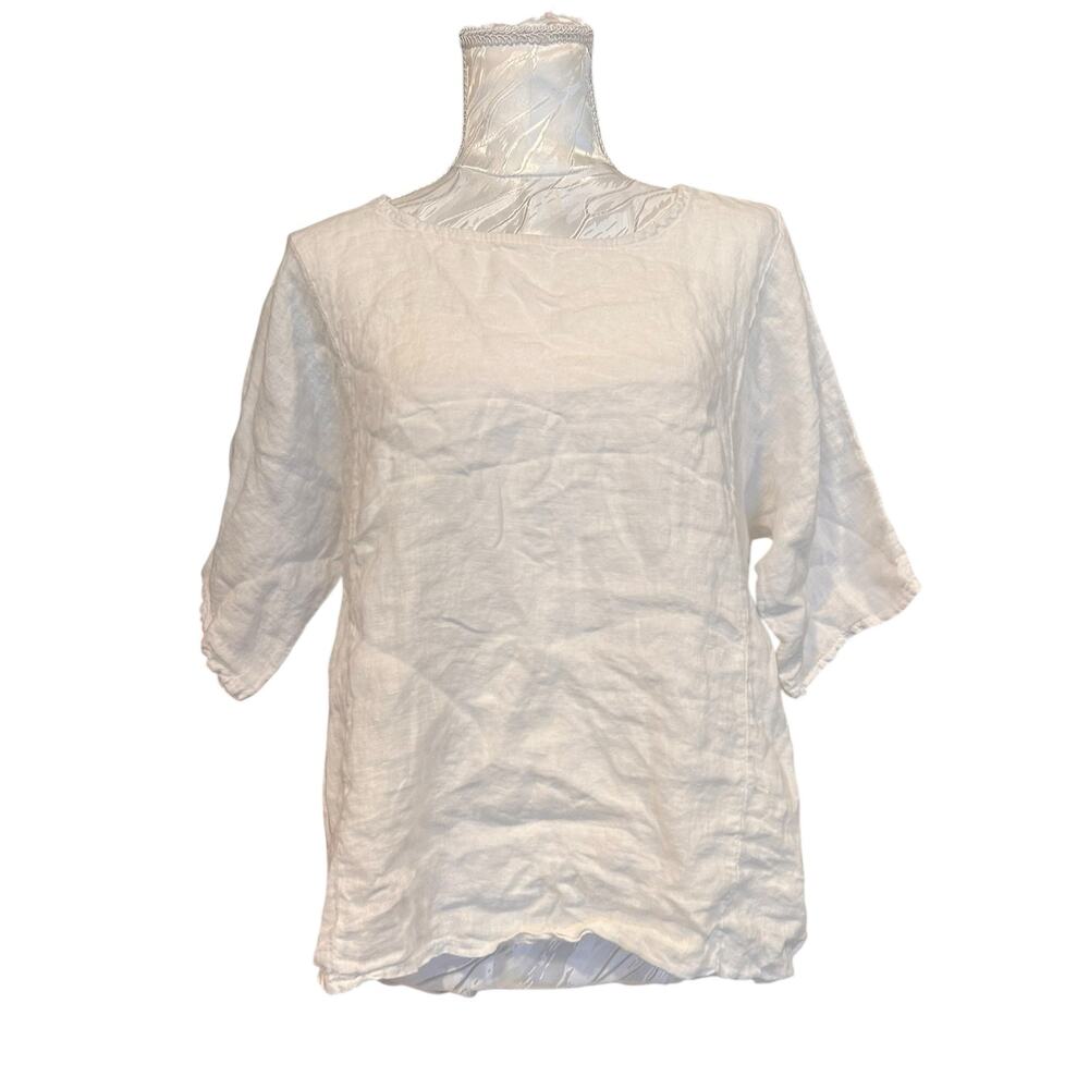 Francesca Bettini White Linen Top Large